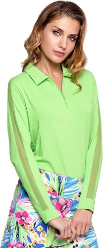 Ibkul Icefil Cooling UPF 50 Polo de golf de manga larga con cremallera para mujer