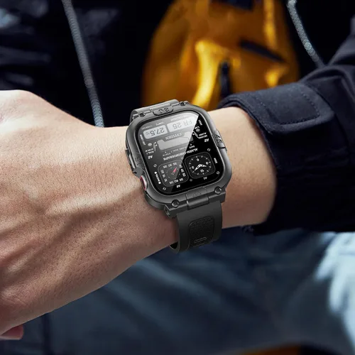 Miniatura 6 de Dsytom Funda impermeable con correa compatible para Apple Watch de 45mm 44mm 41mm 40mm para hombres, correa de reloj inteligente resistente