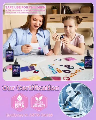 Miniatura 3 de Kit de Resina UV ButiResin 300g, Resina UV Transparente - Curado Rápido, Cristalino, Inodoro, Baja Viscosidad y Tipo Duro, Kit de Resina UV