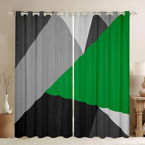 Miniatura 22 de Cortinas opacas de 38 pulgadas de ancho x 45 pulgadas de largo, cortinas opacas de triángulo geométrico naranja, negro, gris claro, cortinas