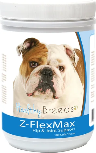 Healthy Breeds Bulldog Z-Flex Max - Soporte para cadera y articulaciones para perro, 180 unidades