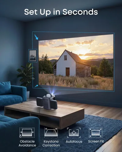 Miniatura 5 de Anker Nebula P1i Proyector portátil con WiFi y Bluetooth por soundcore, diseño abatible, 1080P FHD, soporte 4K, 380 lúmenes ANSI, enfoque