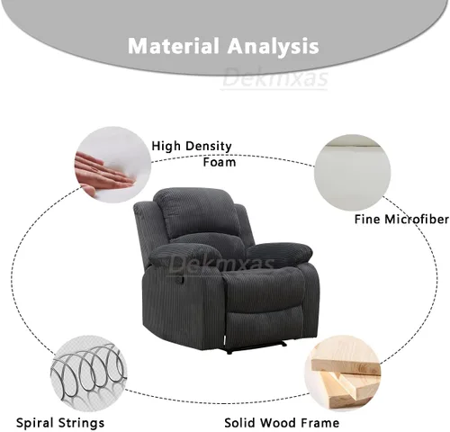 Miniatura 6 de Juego de sala de Estar reclinable de 3 piezas, juego de sofá reclinable Manual para conjunto de muebles de sala de Estar, con consola de Gris oscuro
