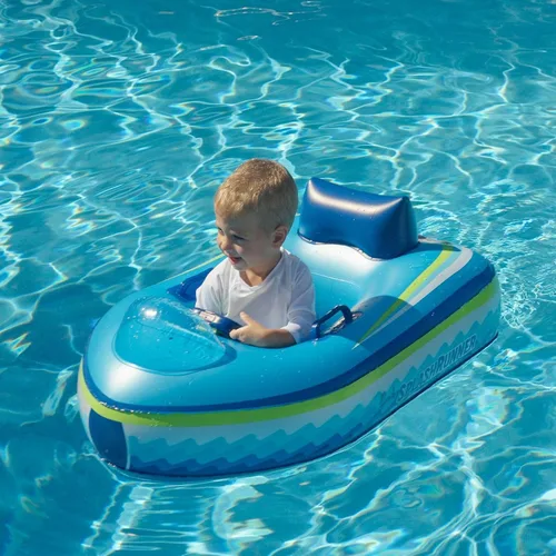 Miniatura 3 de PoolCandy Flotador motorizado para piscina para bebés con control remoto Barco inflable seguro para niños pequeños Edades 1 a 4 Protector
