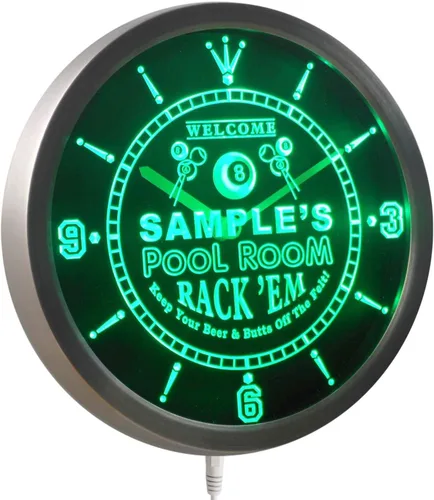 Miniatura 4 de ADVPRO ncpy-tm Pool Room Personalizado Tu Nombre Bar Pub Game Neon Sign LED Reloj de pared