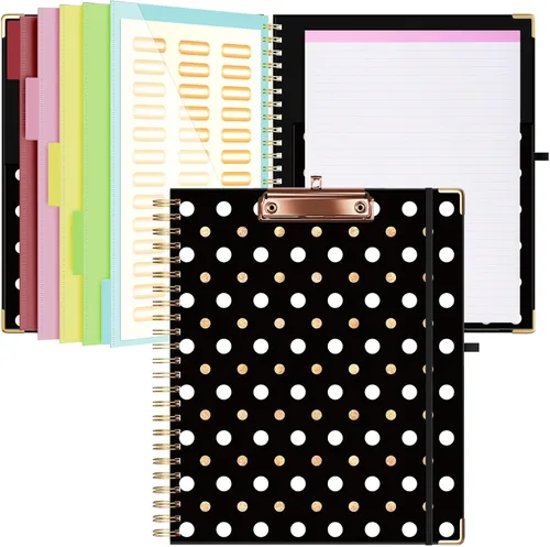 Miniatura 15 de Ospelelf Folio portapapeles con bloc de notas para tamaño carta, carpeta portapapeles con almacenamiento, 5 carpetas con 10 bolsillos, cierre Tarot