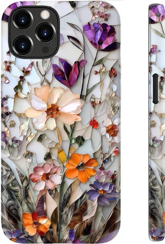 Miniatura 60 de LUHOURI Funda para iPhone 12 Mini, compatible con carga inalámbrica, doble capa, interior de silicona suave + carcasa exterior dura, bonito diseño