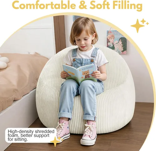 Miniatura 4 de COMAX Sillas de Puf para Niños, Sofá de Puf para Niños Pequeños con Relleno de Puf para Niños y Niñas, Silla de Piso Perezosa para Sala