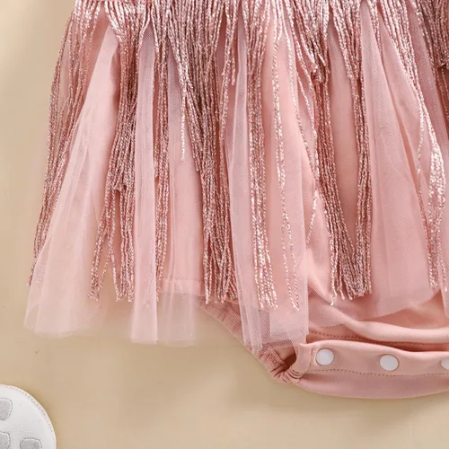 Miniatura 41 de Sasaerucure Traje de verano para bebé niña, sin mangas, mameluco de encaje tutú, mameluco de una pieza con volantes