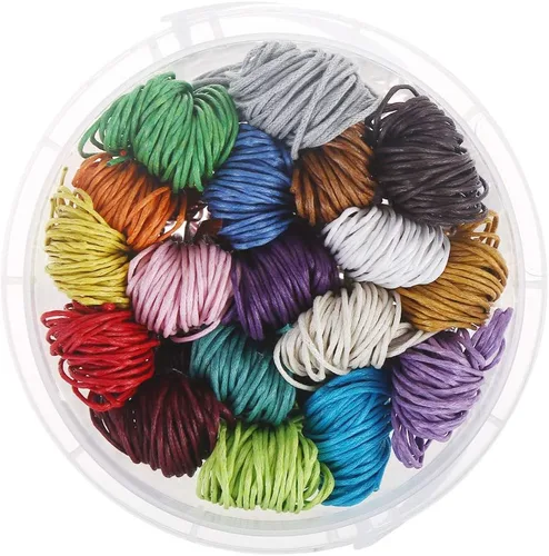Cordón de algodón encerado de 196 yardas, hilo de pulsera de color de 0.039 in de diámetro para hacer joyas, cuero, manualidades (18 colores) CCINEE