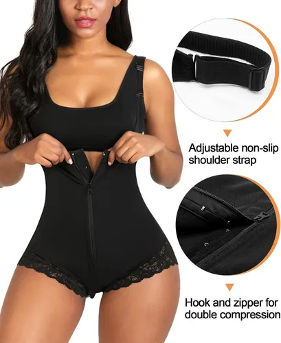 Miniatura 3 de SHAPERX Faja moldeadora colombiana de control del abdomen, modelador de figura con cremallera, body con torso abierto