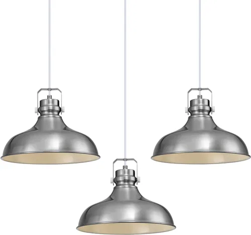 Miniatura 24 de Luces Colgantes de Granja de Níquel Cepillado Iluminación Colgante Mate para Isla de Cocina Industrial Altura Ajustable Vintage Luminarias Colgantes