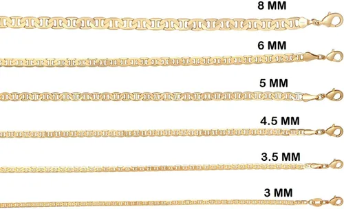 Miniatura 4 de Barzel Collar de cadena marinero chapado en oro de 18 quilates para mujer, collar de oro marino plano