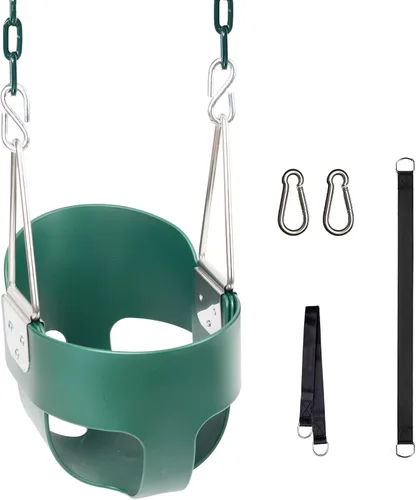 KINSPORY Columpio para niños pequeños, cadenas de hierro recubiertas de 59" para bebé, columpio al aire libre, asiento de columpio para bebés con
