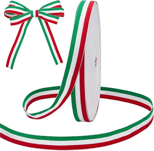 Miniatura 11 de PH PandaHall Cinta de rayas rojas, blancas y verdes, de 50 yardas, bandera italiana, cinta patriótica, decoraciones navideñas italianas, cintas