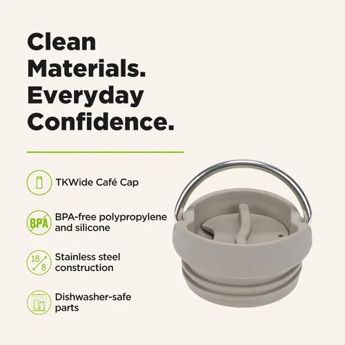 Miniatura 3 de Klean Kanteen TKWide - Tapa de café aislada a prueba de fugas, sin BPA, apta para lavavajillas, color gris pardo