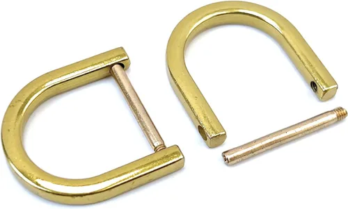 Miniatura 47 de 4 anillos en D resistentes con grillete de 1-1/2 pulgadas, oro antiguo, en forma de U, repuesto para bolso, llavero, collar de perro