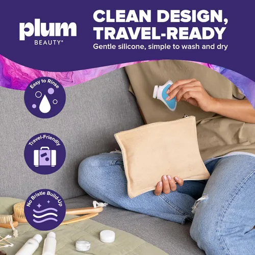 Miniatura 6 de Plum Beauty Cepillo de limpieza facial sónico, exfoliante eléctrico suave de doble velocidad, limpiador facial de silicona resistente al agua
