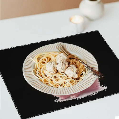 Miniatura 6 de Juego de 6 manteles individuales de conejo de angora, resistentes y lavables, para decoración de mesa de cena y fiesta