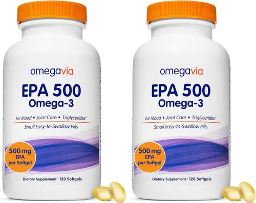 Miniatura 10 de OmegaVia Aceite de pescado EPA 500 Omega-3, 120 cápsulas, 500 mg de EPA/píldora, fórmula EPA de alta pureza (forma de triglicérido), certificado