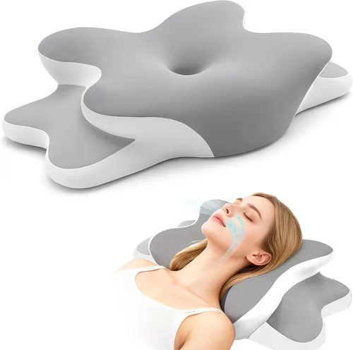 Miniatura 11 de Dreams - Almohada de alivio para la apnea del sueño con alivio del cuello y ronquidos, almohada ortopédica y ergonómica de espuma viscoelástica