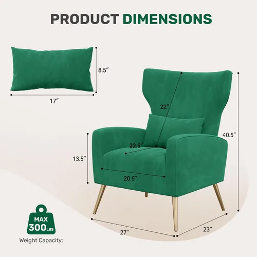 Miniatura 2 de Nalupatio Sillas de Acento Modernas para Sala de Estar Sillas Tapizadas de Tela de Terciopelo Silla de Lectura Sillón con Brazos de Mediados de Verde