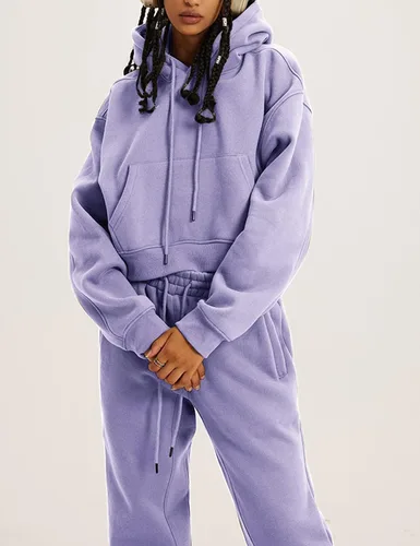Miniatura 17 de Kissonic Conjunto deportivo de forro polar para mujer, 2 piezas, sudadera con capucha y pantalones deportivos