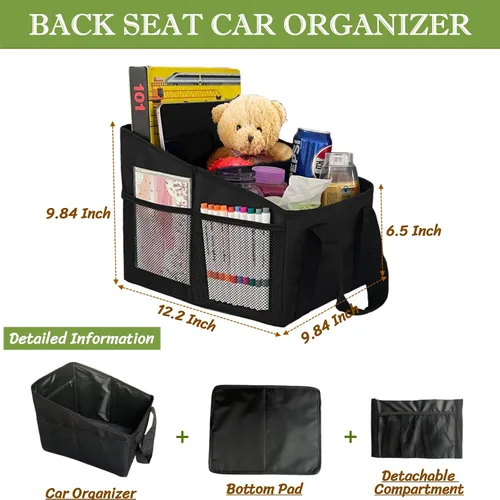 Miniatura 3 de BLIRITEL Organizador de asiento de automóvil para asiento delantero y trasero, organizador de asiento de pasajero, organizador de almacenamiento