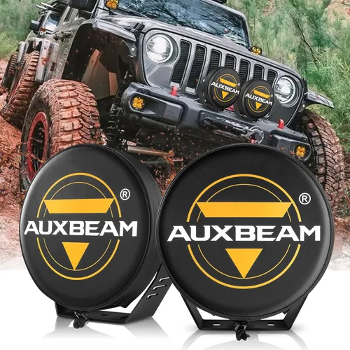 Miniatura 9 de Auxbeam Cubiertas redondas de luz todoterreno de 7 pulgadas, cubierta de luz negra redonda con logotipo para luces redondas de conducción