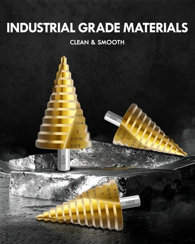 Miniatura 6 de Juego de Brocas de Paso, de 1/4" a 2-3/8", Broca de Paso de Vástago Hexagonal de Acero de Alta Velocidad para Acero Inoxidable, Metal, Aluminio
