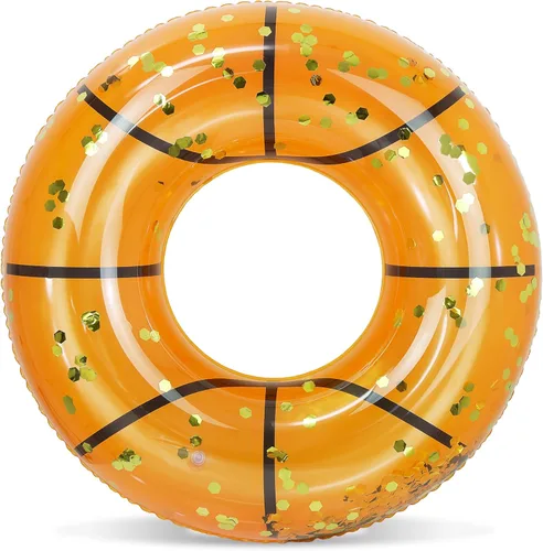 Miniatura 13 de POZA Flotador de Tubo Inflable para Piscina – Anillo de natación de confeti brillante, Tubo Inflable de Servicio Pesado Resistente a los Rayos UV Oro
