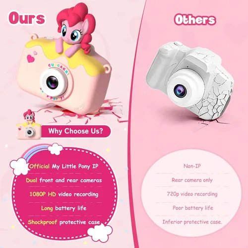 Miniatura 7 de My Little Pony Hasbro - Cámara digital para niños de 3 a 12 años, cámara digital para niños y niñas, lente dual HD 1080P IPS, cámara digital