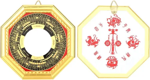 Miniatura 4 de Tyenaza Espejo Bagua, Feng Shui, espejo convexo chino tradicional para puerta de protección, suerte al aire libre para el hogar, negocios, buena