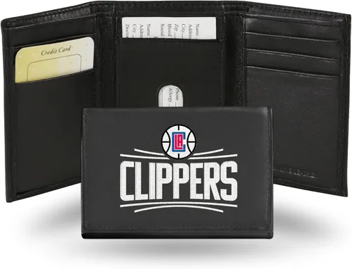 Miniatura 10 de NBA - Cartera de piel auténtica bordada de tres pliegues de 3.25 x 4.25 pulgadas, delgada por Rico Industries
