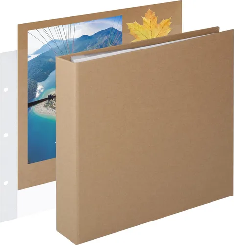 Miniatura 10 de 1DOT2 Álbum de fotos de scrapbook DIY grande de 12 x 12 pulgadas con 3 anillos, diario con 30 fundas de plástico, 60 páginas y cubierta de papel
