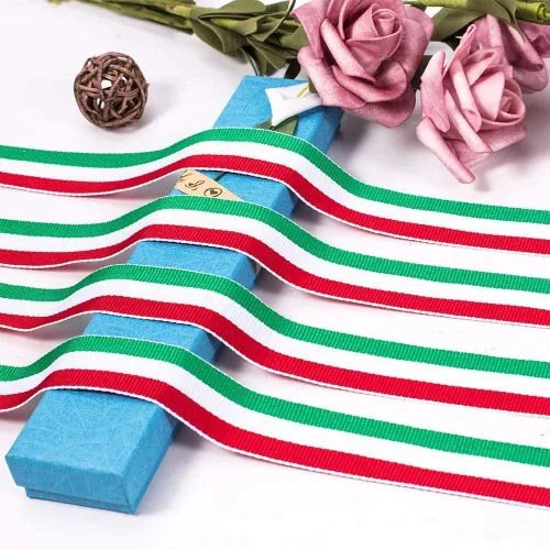Miniatura 8 de PH PandaHall Cinta de rayas rojas, blancas y verdes, de 50 yardas, bandera italiana, cinta patriótica, decoraciones navideñas italianas, cintas
