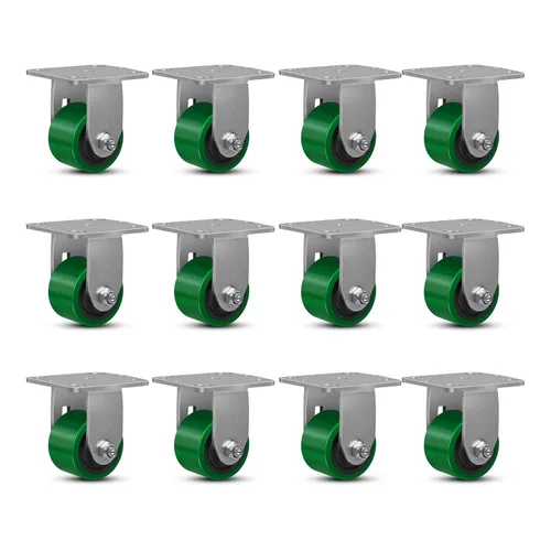 Miniatura 50 de Ruedas giratorias, ruedas industriales de 4 pulgadas resistentes, poliuretano en rueda de acero, ruedas giratorias de placa superior