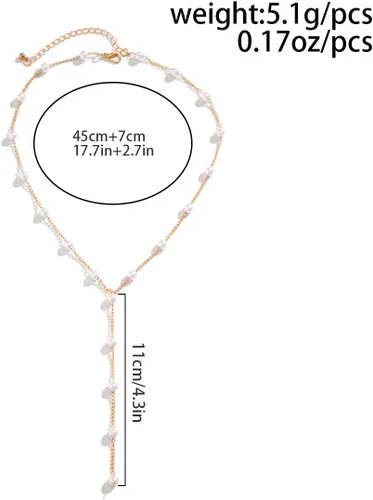 Miniatura 4 de Delicado collar de perlas para mujer, collar de oro y perlas, collar largo bohemio de perlas sintéticas para playa, joyería de perlas para mujer