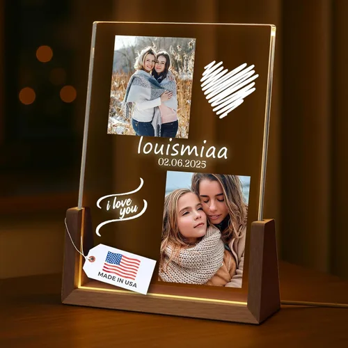 Miniatura 9 de LOUISMIAA - Marcos de fotos personalizados con luz nocturna, placa decorativa para aniversario, cumpleaños, día de la madre, día del padre, San