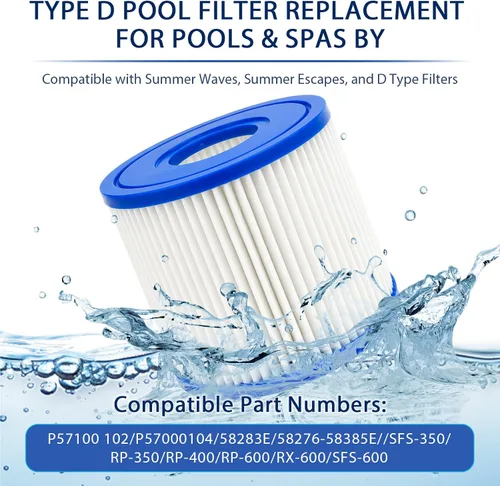 Miniatura 7 de Hrozny Filtro de piscina tipo D para Summer Waves Filtro de piscina, filtro D compatible con filtro de piscina, para Summer Escapes FS-350 RP-350