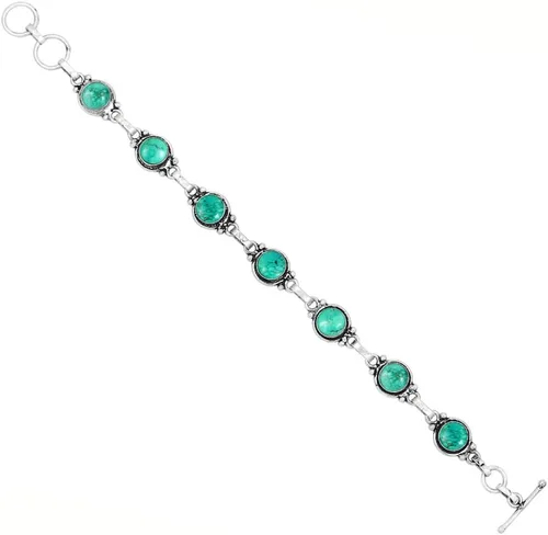 Miniatura 27 de Round Shape Natural & Synthetic Gemstones Silver Plated Bracelets for Women - Vintage Bohemian Style Handmade Birthstone Adjustable Link Bracelet