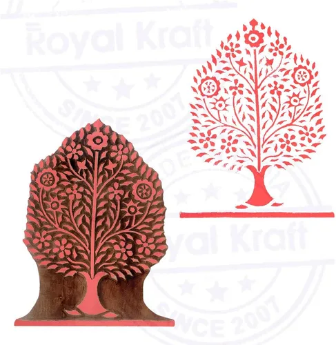 Miniatura 3 de Sello de madera de arcilla Patrón de árbol grande Bloque de impresión grande