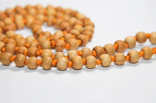 Miniatura 3 de IS4A 8MM TULSI BASIL BASIL COLLAR DE ORACIÓN JAPA MALA COLLAR NOTADO A MANO. KARMA (108+1) CUENTAS. Bendito y energizado Rosario de budismo tibetano