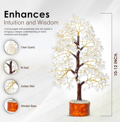 Miniatura 6 de Crocon Árbol de la vida de cristal de cuarzo transparente, chakra para energía positiva, decoración de Feng Shui, árbol bonsái de dinero con piedras
