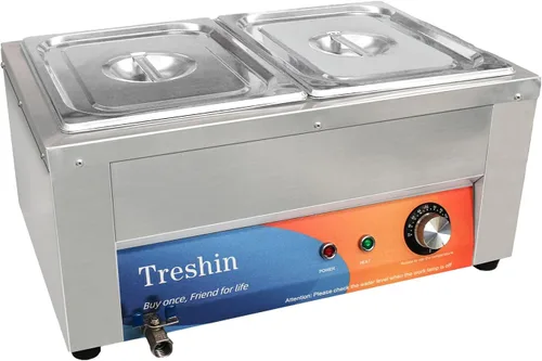 Miniatura 12 de Treshin Calentador de alimentos comercial de 3 sartenes, capacidad de 21 cuartos de galón, 1200 W, de acero inoxidable, calentador de alimentos