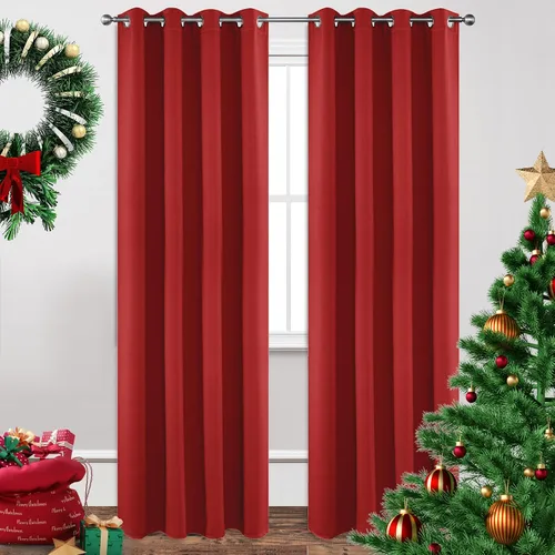 Miniatura 130 de Joydeco - Juego de 2 paneles de cortinas opacas de 63 pulgadas, 2 cortinas largas con aislamiento térmico burg, cortinas de oscurecimiento