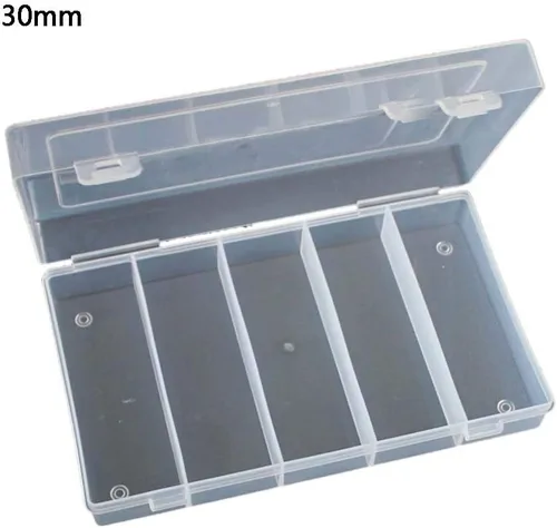 Miniatura 6 de ljhnba 5 ranuras de almacenamiento rectangular de plástico coleccionable, contenedor de almacenamiento apto para 100 piezas de 1.181 in, caja