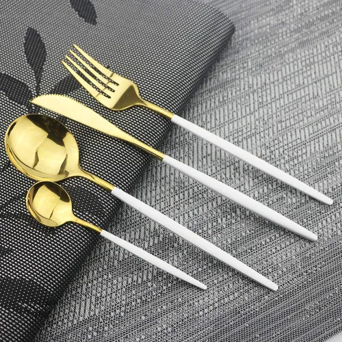 Miniatura 3 de JASHII Juego de cubiertos de acero inoxidable, 8 piezas de cubiertos 18/10, incluyendo tenedor, cucharas, cuchillo, vajilla de servicio para 2