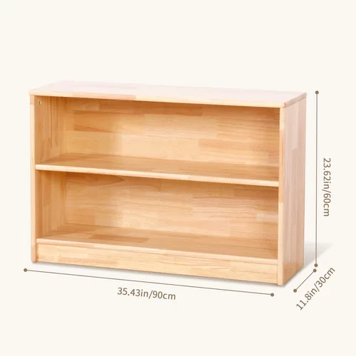 Miniatura 2 de OOOK Estante Montessori de madera de goma y almacenamiento de juguetes, 35.4 pulgadas de largo, estantería de madera maciza y organizadores