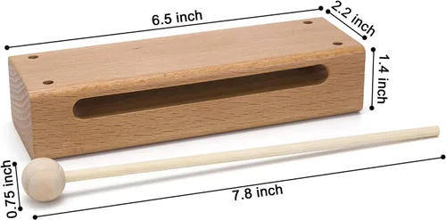 Miniatura 5 de Instrumento musical de bloque de madera con mazo Bloques de ritmo de percusión de madera maciza